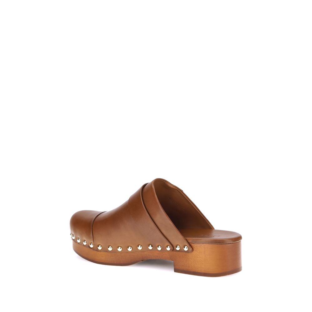 Jeannette Calfskin Wooden Platform Clogs