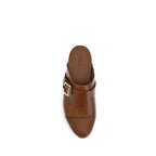 Jeannette Calfskin Wooden Platform Clogs