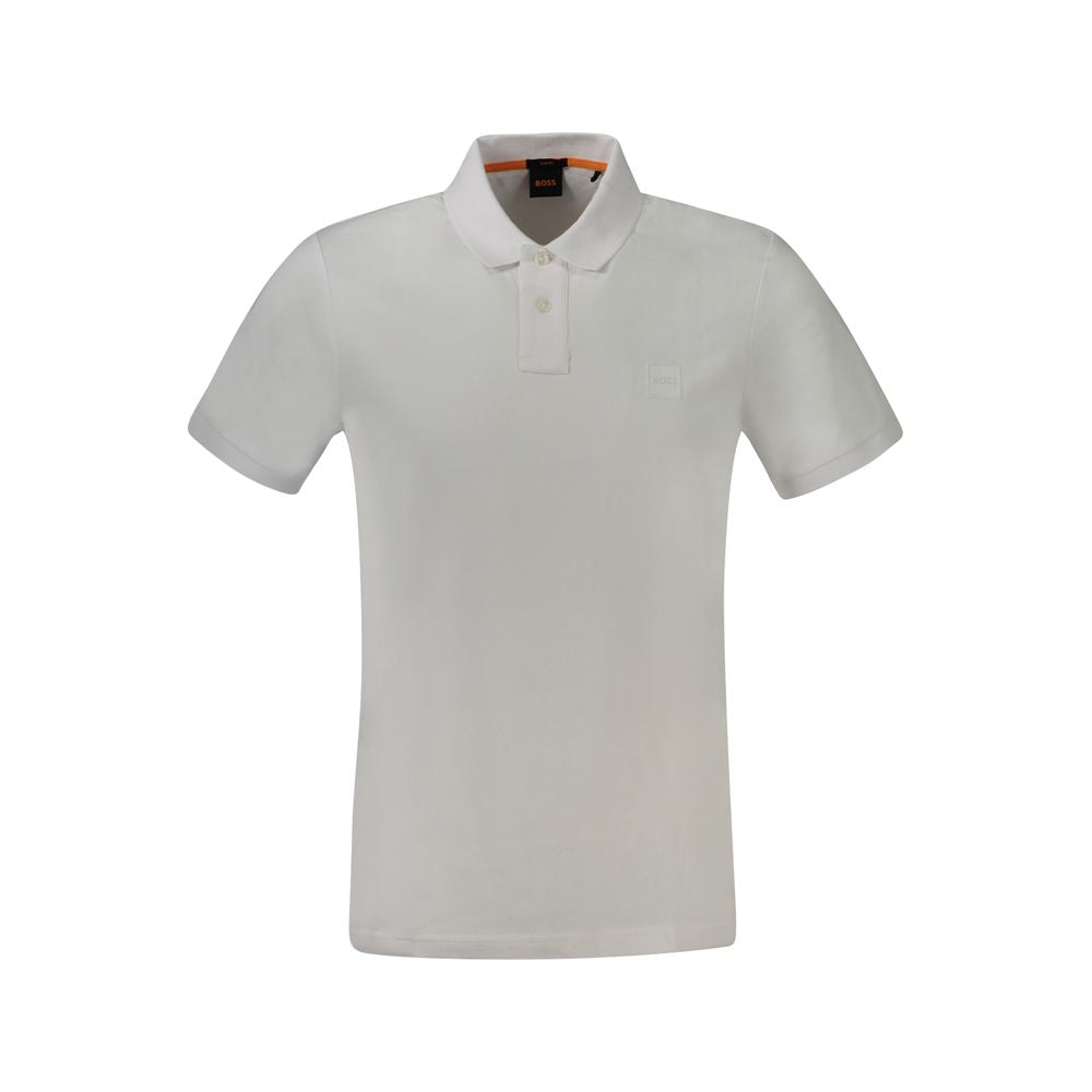 Slim Fit White Cotton-Blend Polo