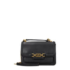 Medium Black Grained Leather Shoulder Bag