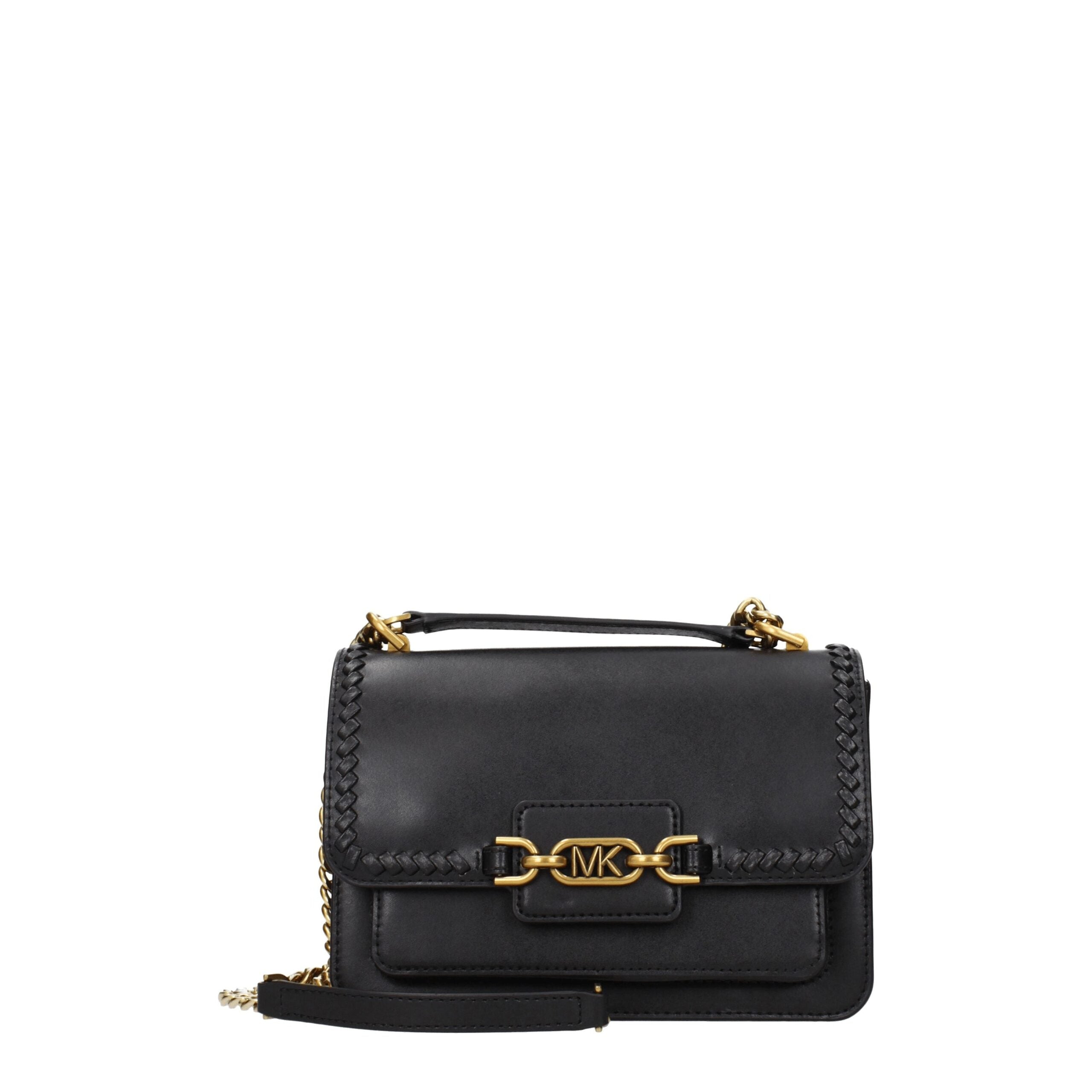 Medium Black Grained Leather Shoulder Bag
