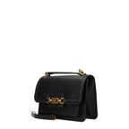 Medium Black Grained Leather Shoulder Bag