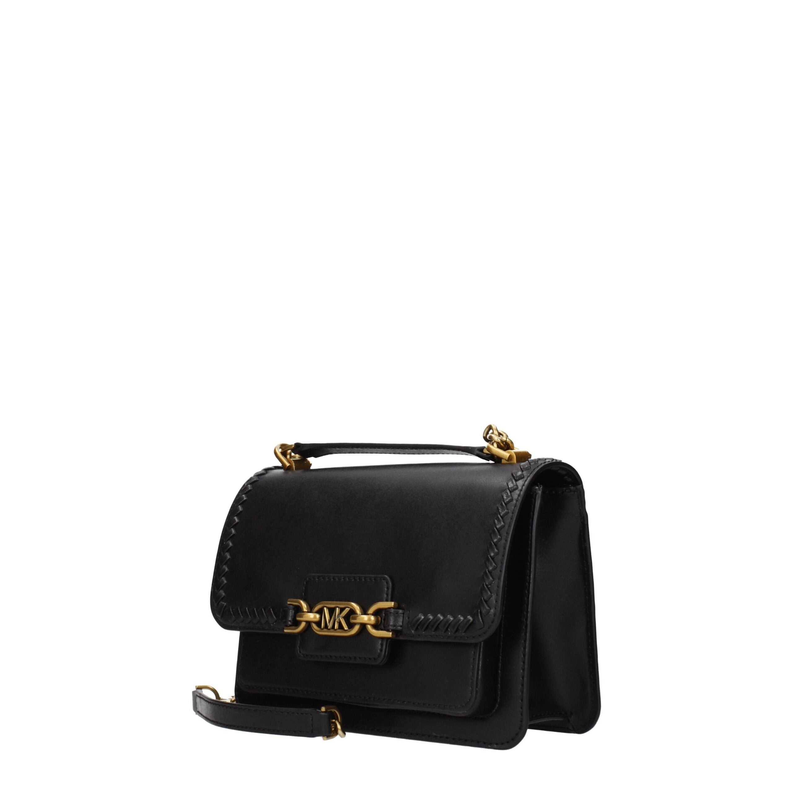 Medium Black Grained Leather Shoulder Bag