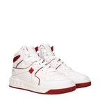 White Leather High Top Sneakers With Studs