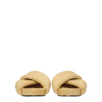 Beige Pony Skin Open Toe Slippers With Vintage Effect