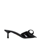 Black Patent Leather Open Toe Mid Heel Sandals