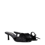 Black Patent Leather Open Toe Mid Heel Sandals