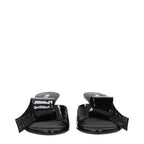 Black Patent Leather Open Toe Mid Heel Sandals