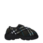 Green Check Fabric Slip-On Loafers