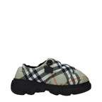 Green Check Fabric Slip-On Loafers