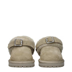 Green Suede Fur Detail Slippers