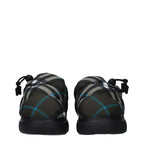Green Check Fabric Slip-On Loafers