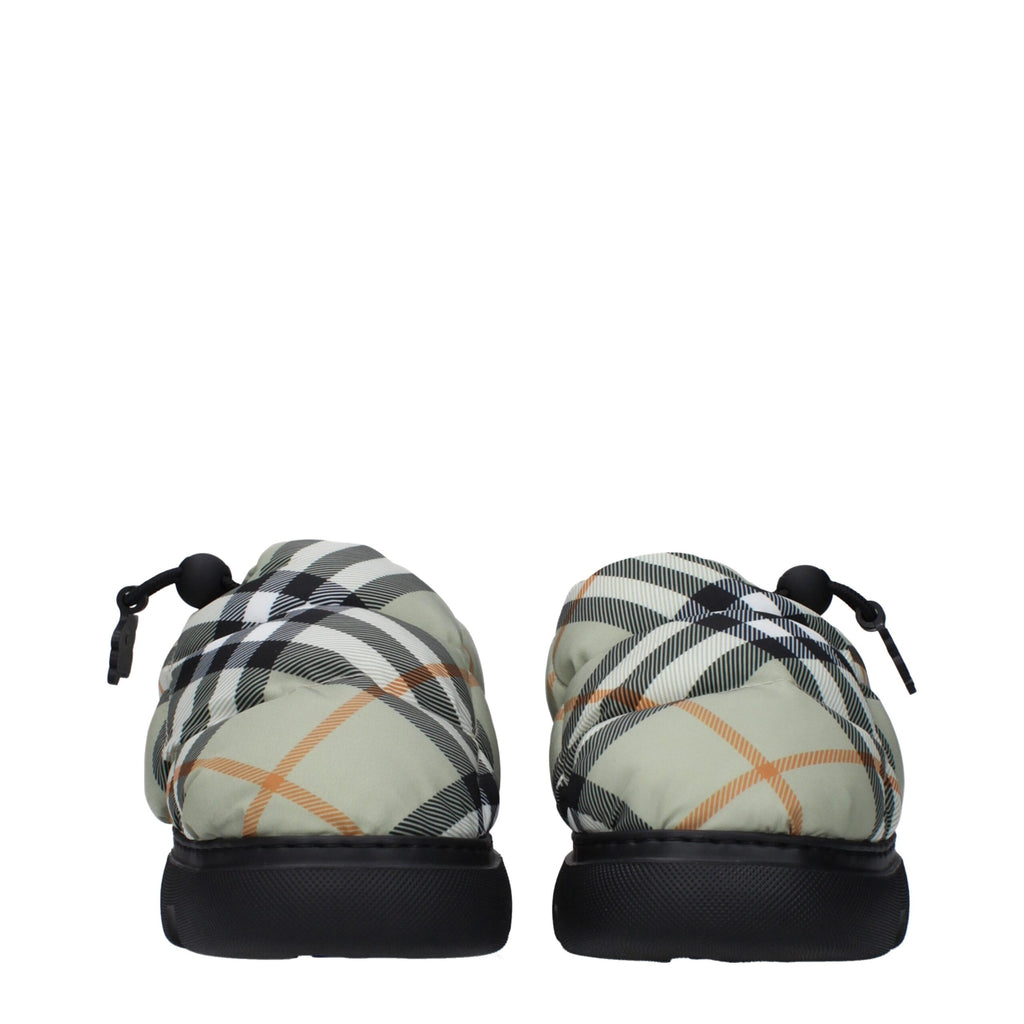 Green Check Fabric Slip-On Loafers