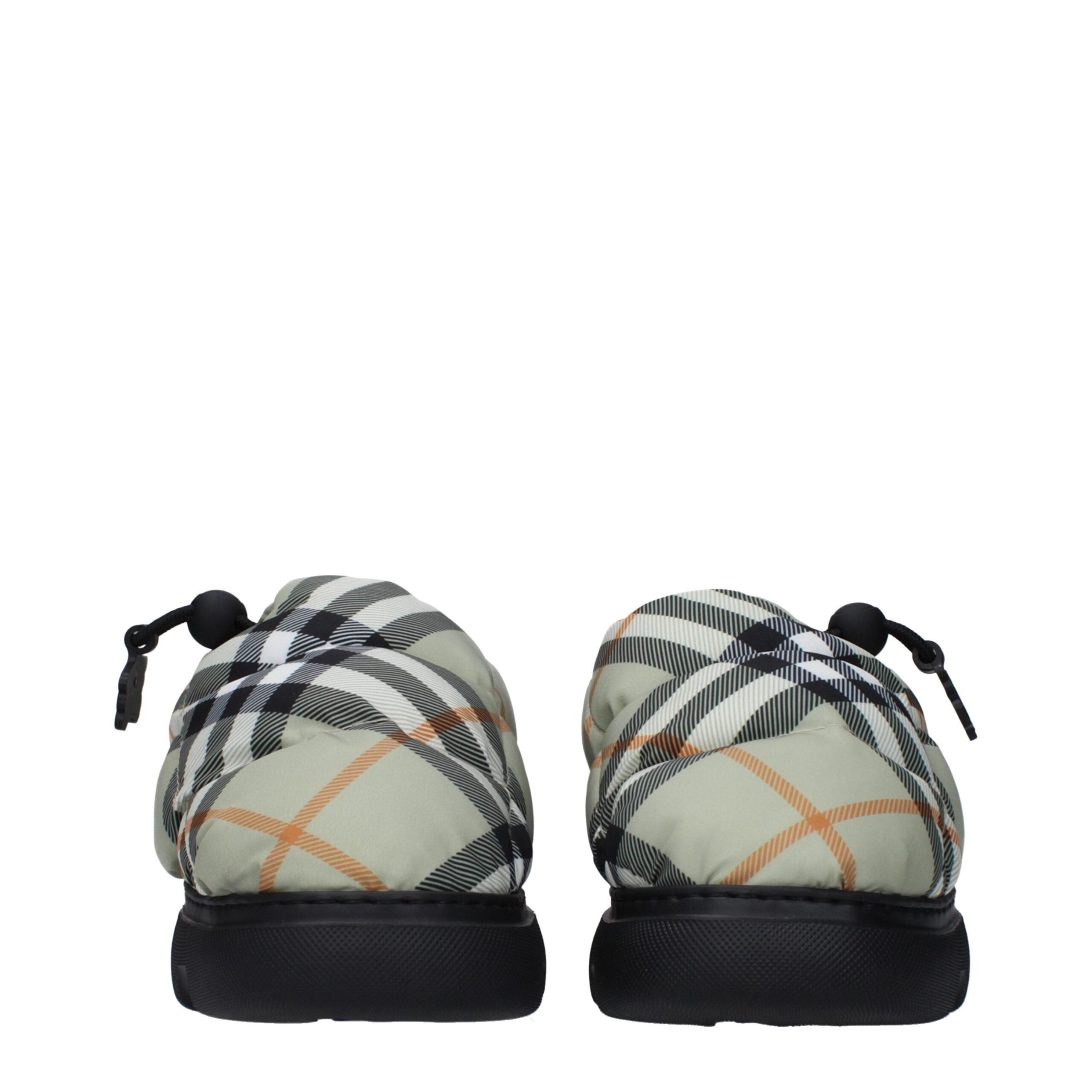 Green Check Fabric Slip-On Loafers
