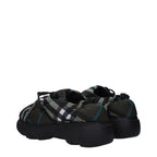 Green Check Fabric Slip-On Loafers