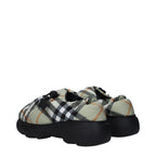 Green Check Fabric Slip-On Loafers