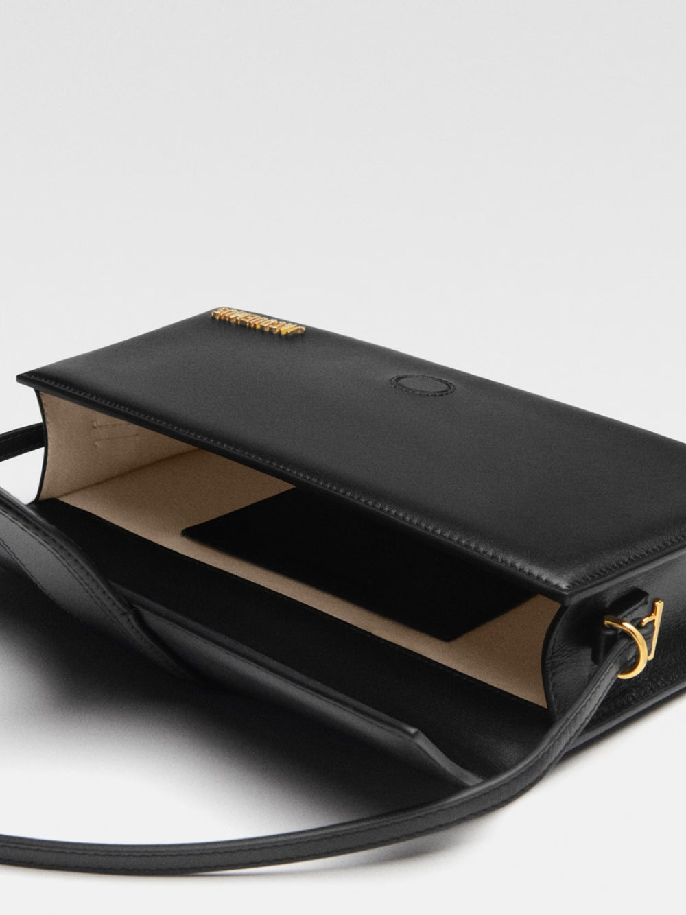 Le Bambino Long Black Leather Bag