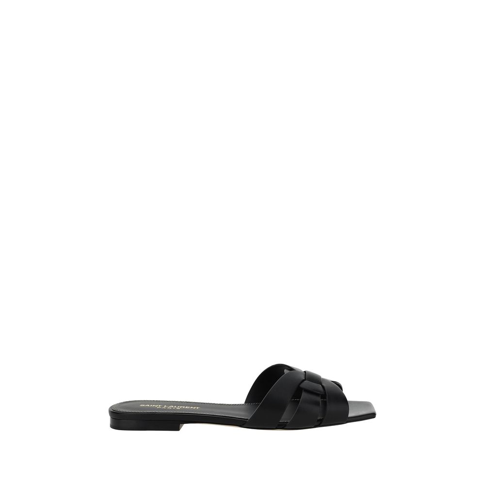 Woven Calfskin Square-Toe Sandals
