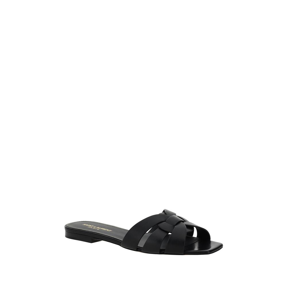 Woven Calfskin Square-Toe Sandals