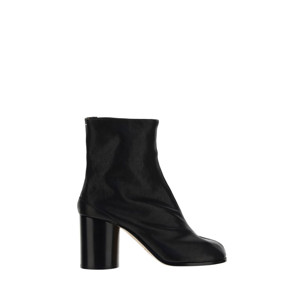 Black Lamb Leather Tabi Ankle Boots