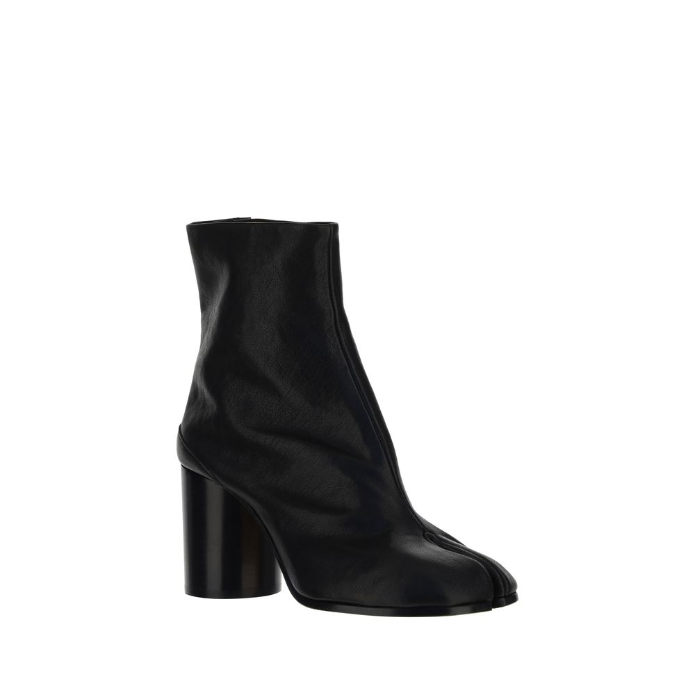 Black Lamb Leather Tabi Ankle Boots