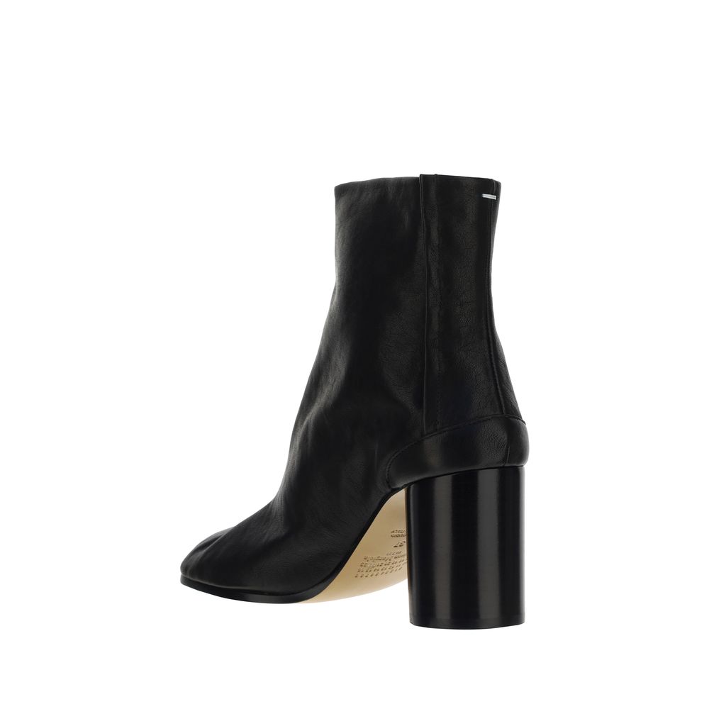 Black Lamb Leather Tabi Ankle Boots