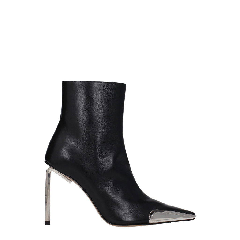 Black Leather Pointy Toe Ankle Boots