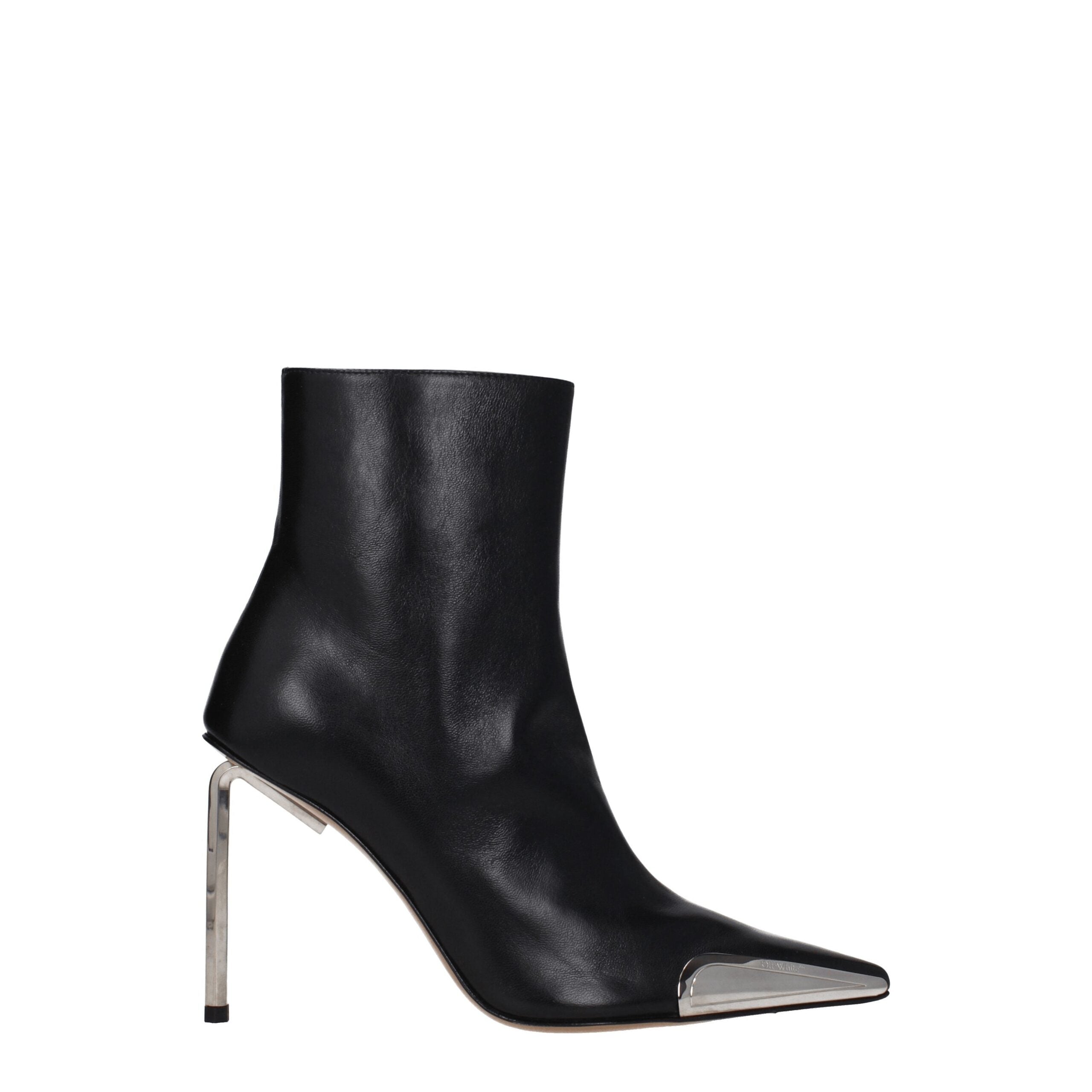Black Leather Pointy Toe Ankle Boots