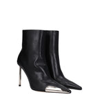 Black Leather Pointy Toe Ankle Boots