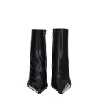 Black Leather Pointy Toe Ankle Boots