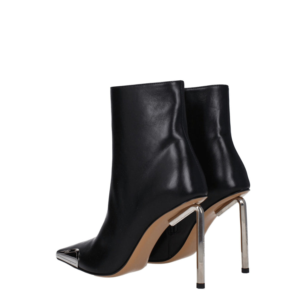 Black Leather Pointy Toe Ankle Boots