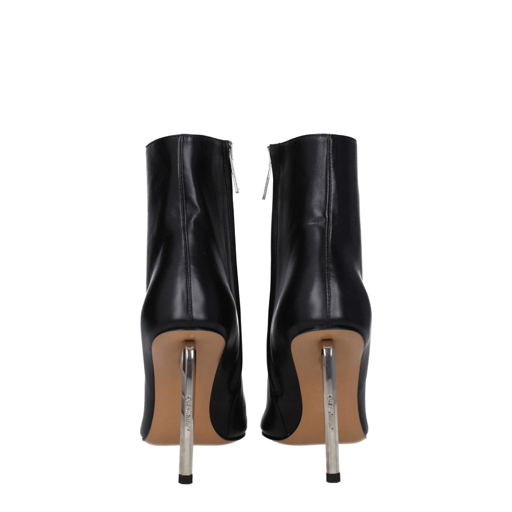 Black Leather Pointy Toe Ankle Boots