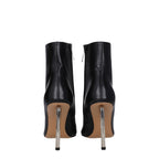 Black Leather Pointy Toe Ankle Boots