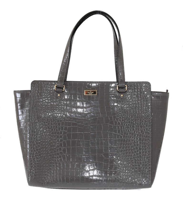 Elissa Bristol Drive Croc Embossed Leather Tote Handbag