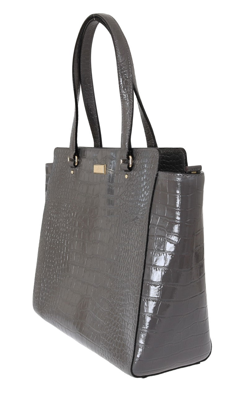 Elissa Bristol Drive Croc Embossed Leather Tote Handbag