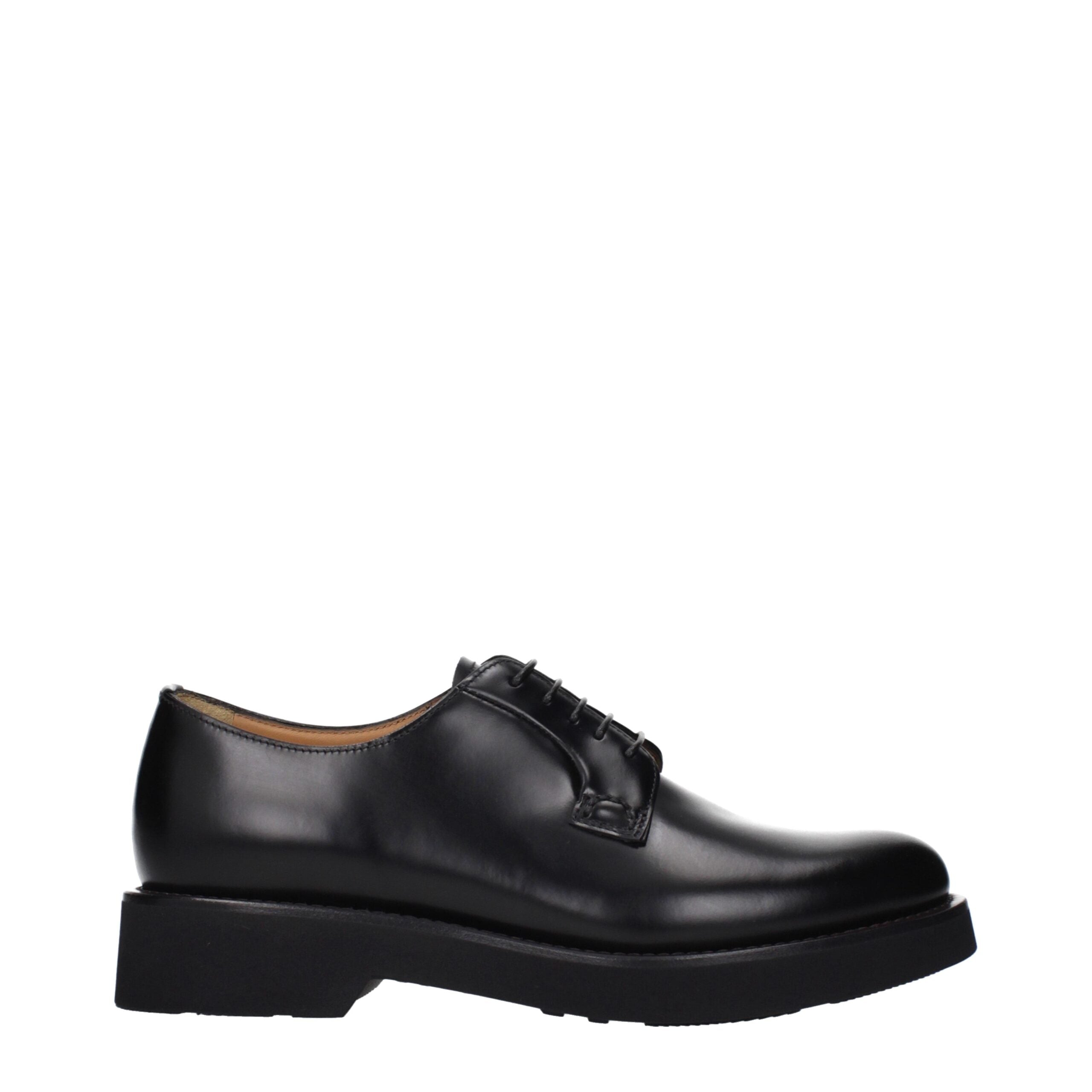 Black Leather Lace‑Up Oxford