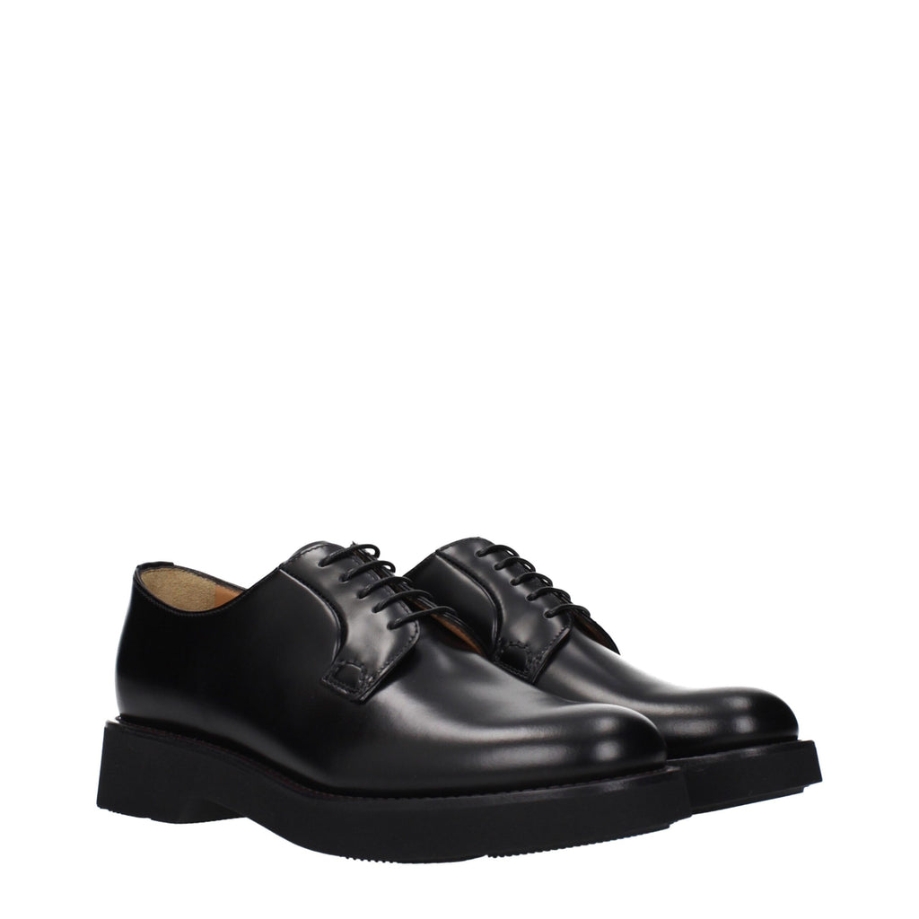 Black Leather Lace‑Up Oxford