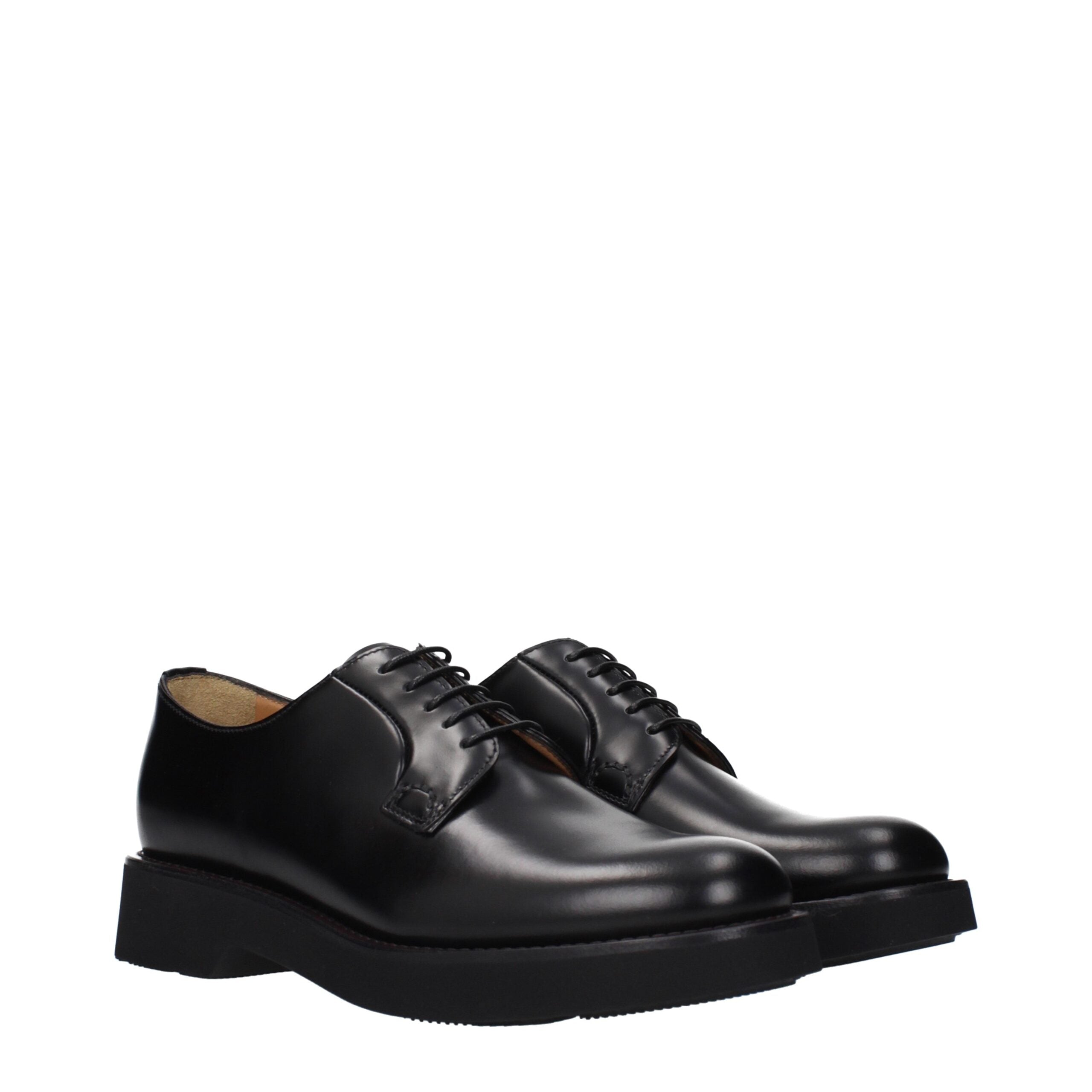 Black Leather Lace‑Up Oxford