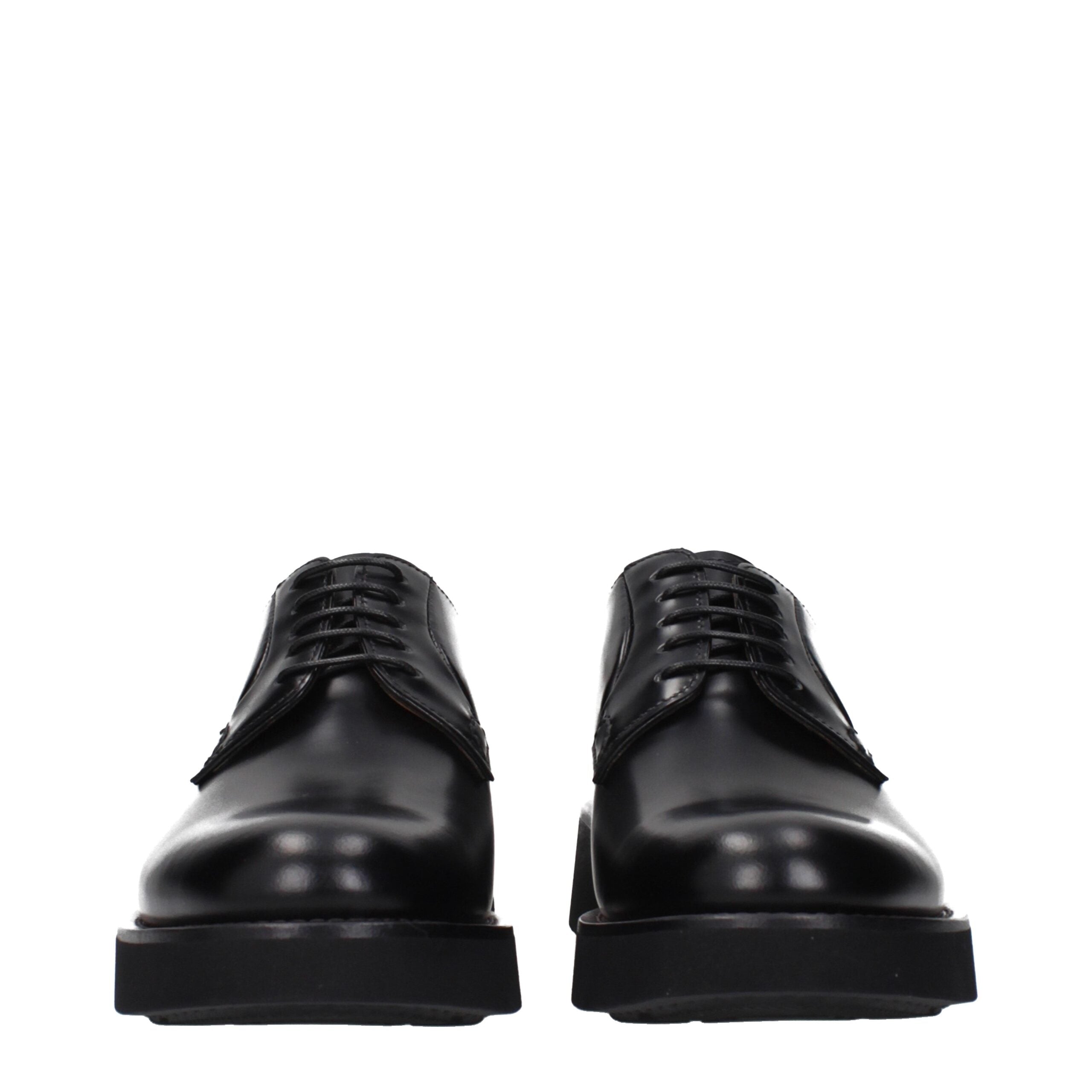 Black Leather Lace‑Up Oxford