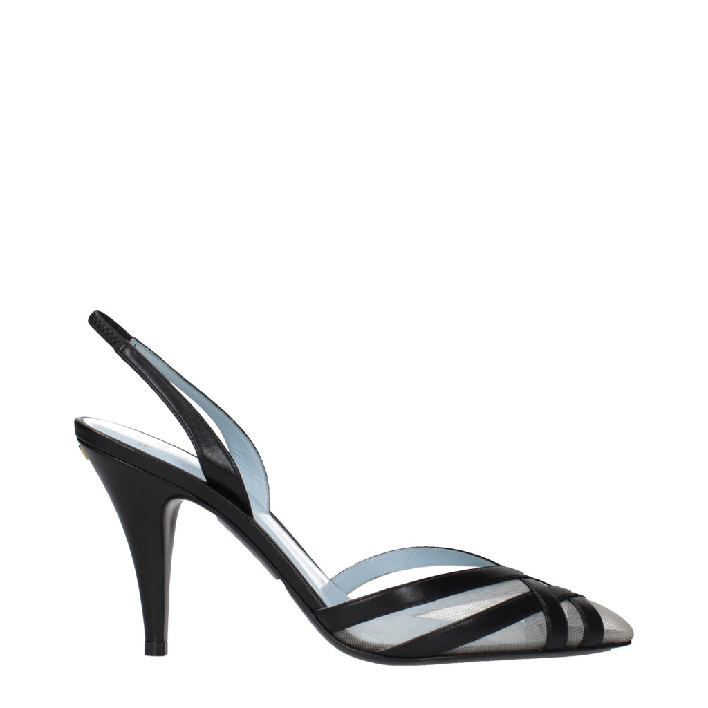 Black Leather Pointy Toe High Heel Pumps