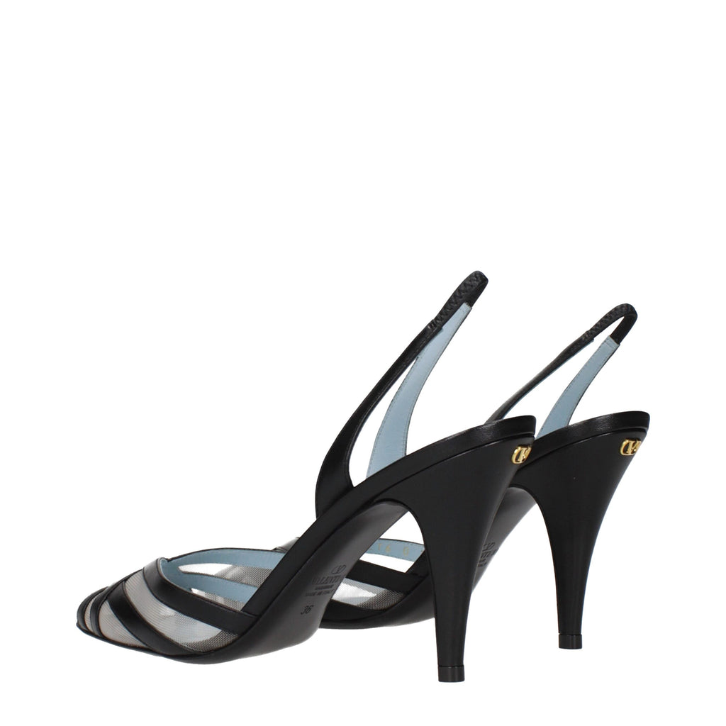Black Leather Pointy Toe High Heel Pumps