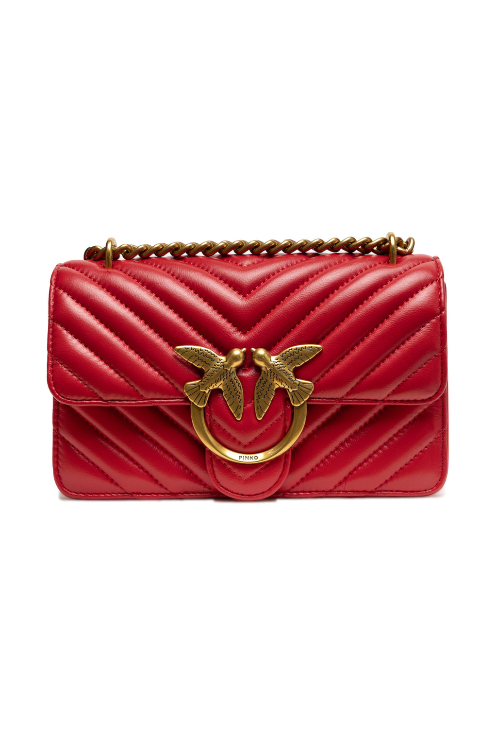 Mini Love Bag One Chevron Shoulder Bag In Red Sheepskin
