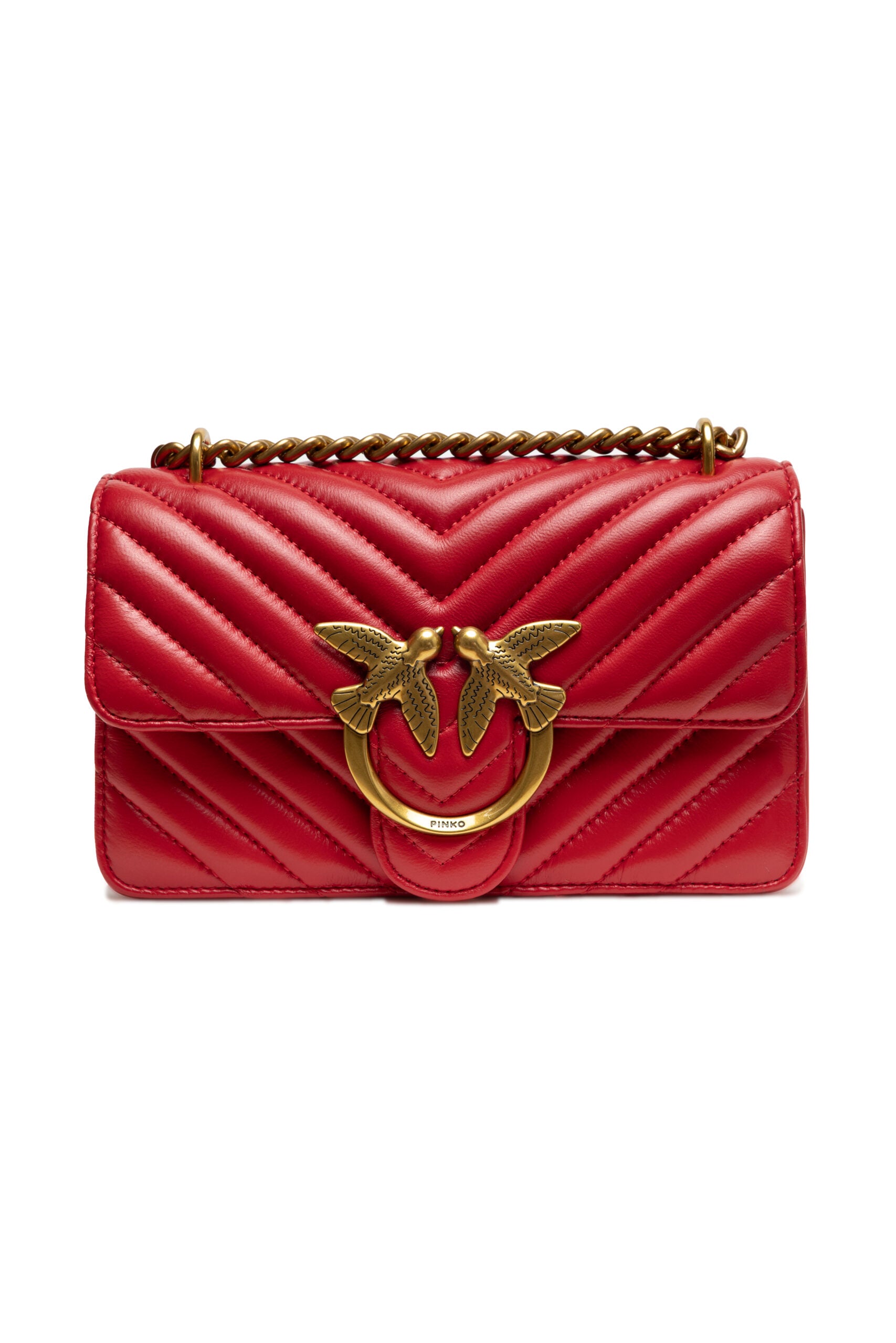 Mini Love Bag One Chevron Shoulder Bag In Red Sheepskin