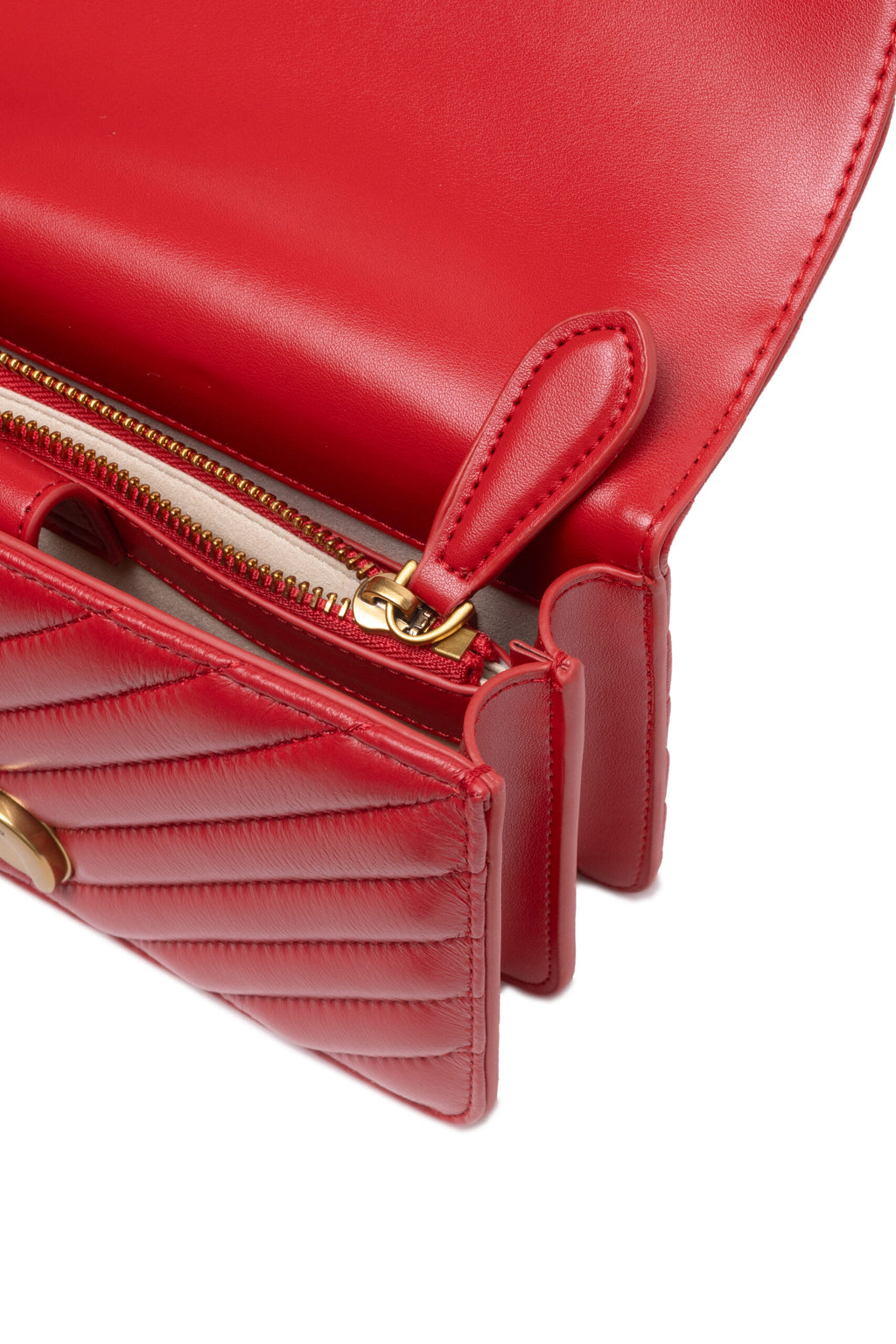 Mini Love Bag One Chevron Shoulder Bag In Red Sheepskin
