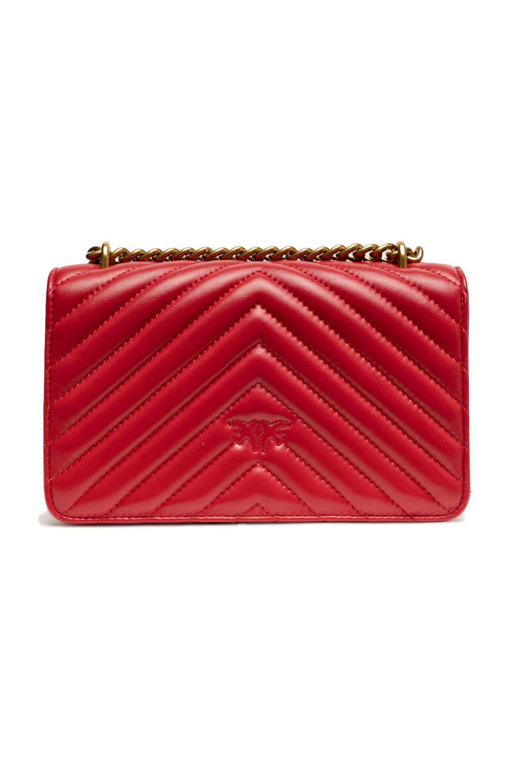 Mini Love Bag One Chevron Shoulder Bag In Red Sheepskin