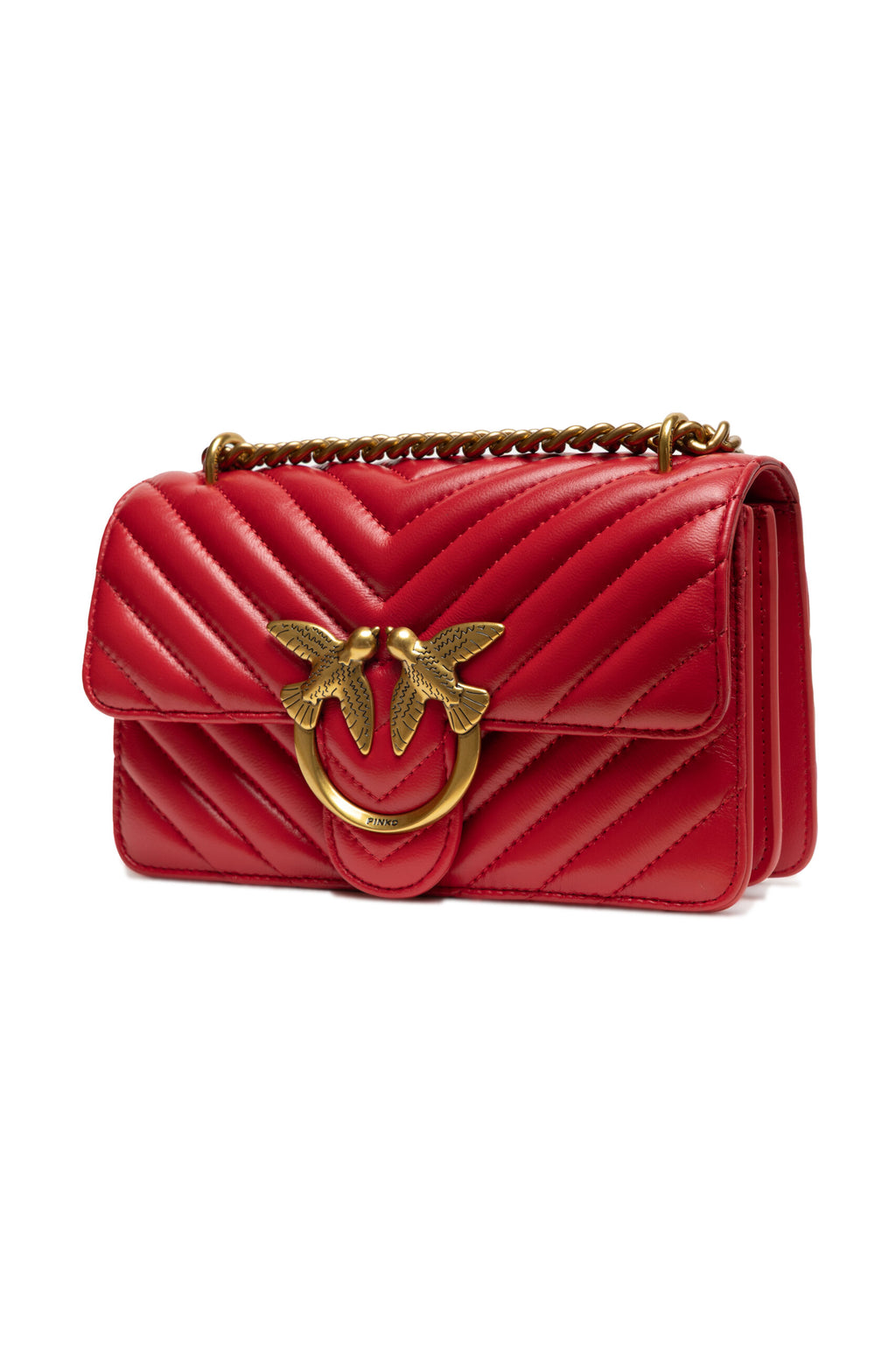 Mini Love Bag One Chevron Shoulder Bag In Red Sheepskin