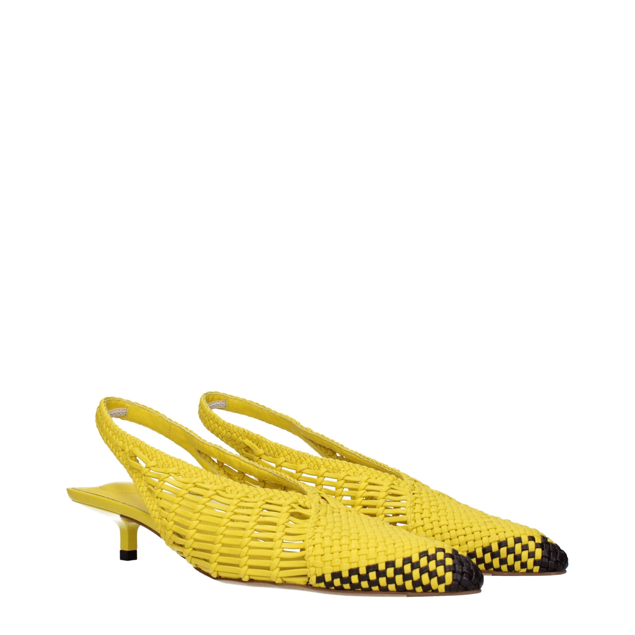 Yellow Leather Flat Sandals