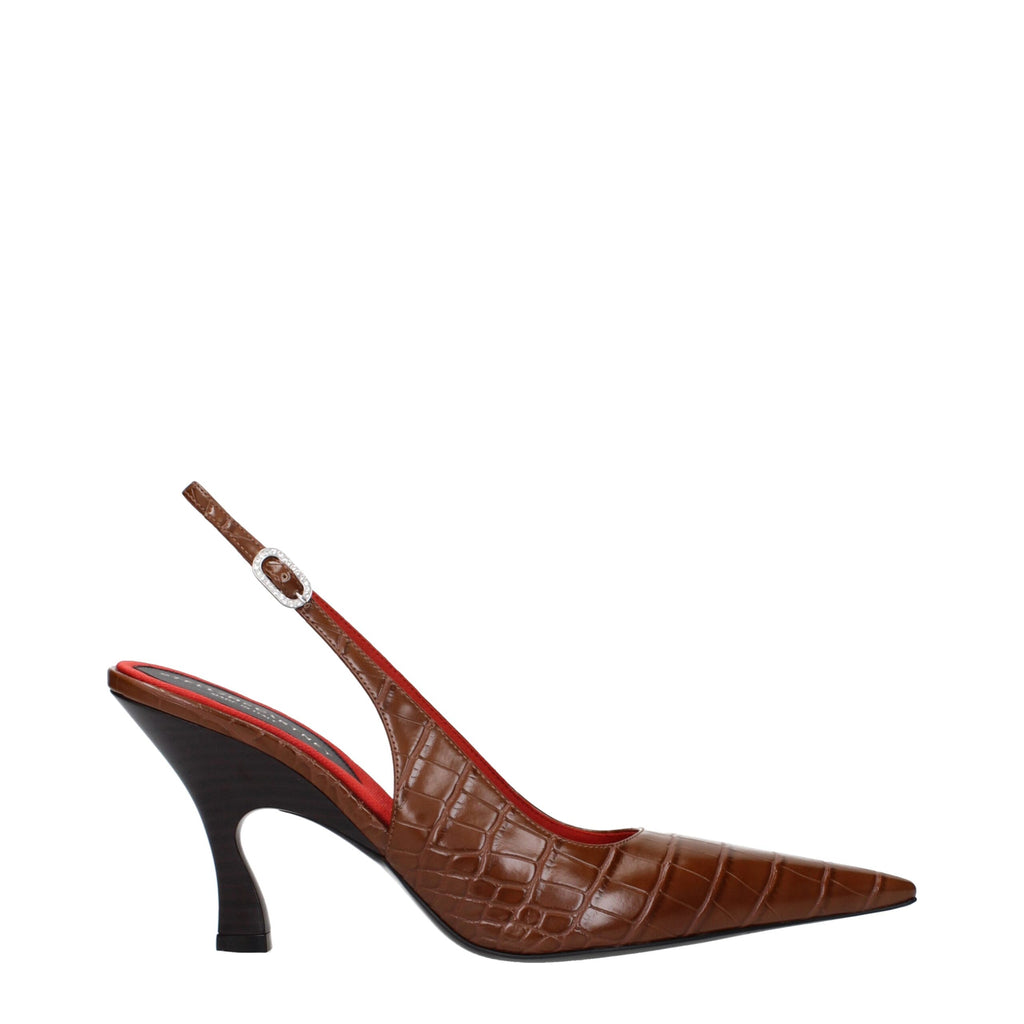 Brown Eco Leather Rhinestone Sandals