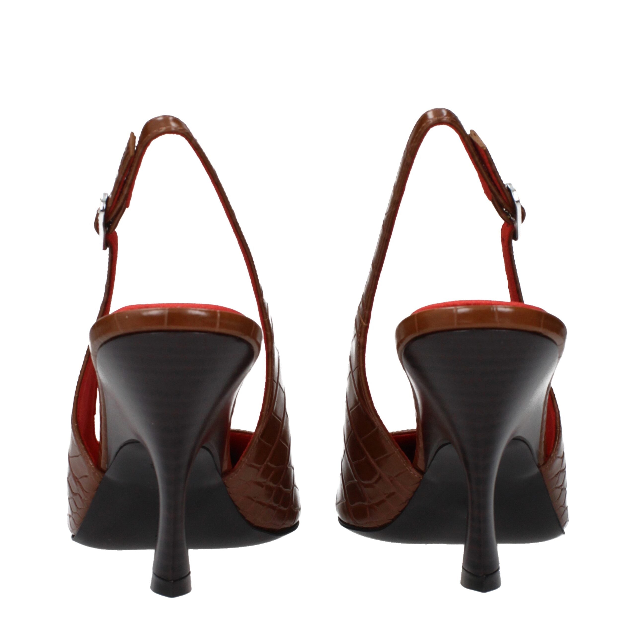 Brown Eco Leather Rhinestone Sandals