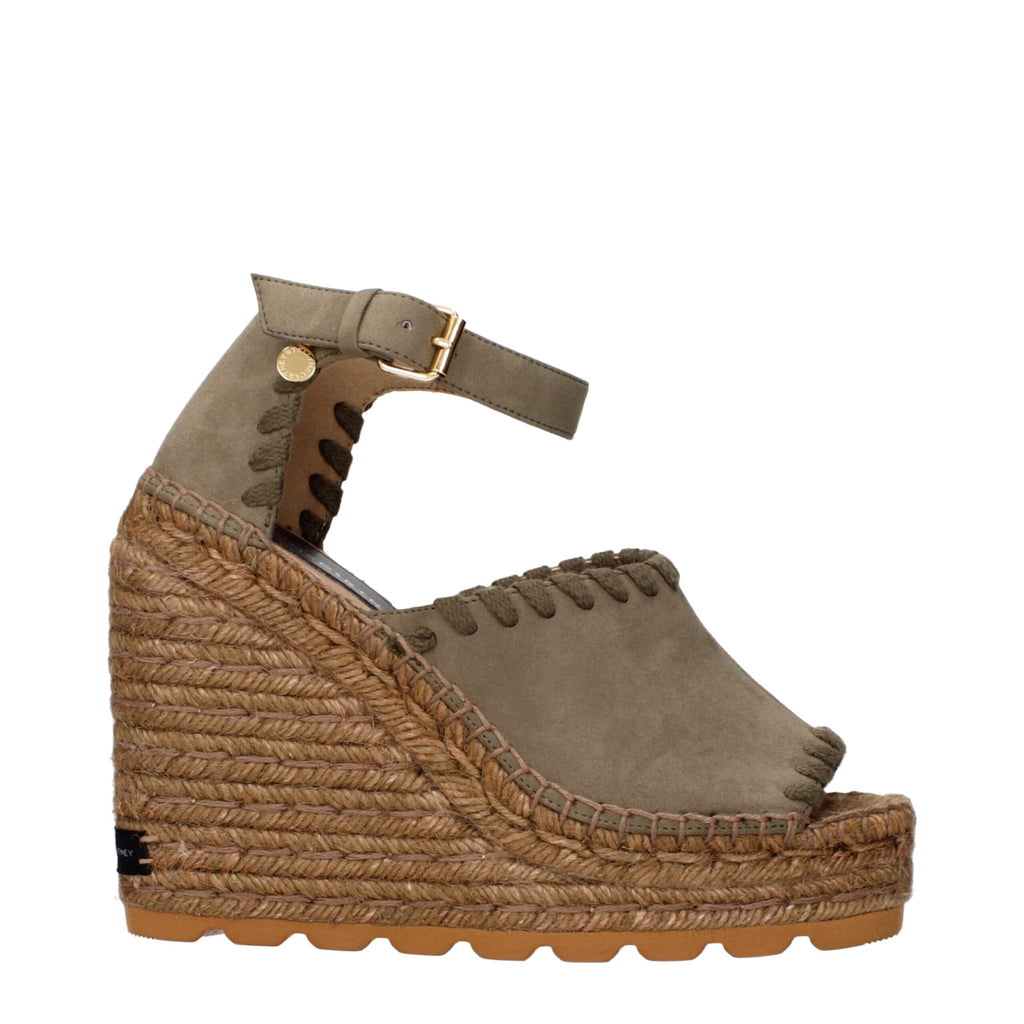 Green Eco Suede Wedge Sandals